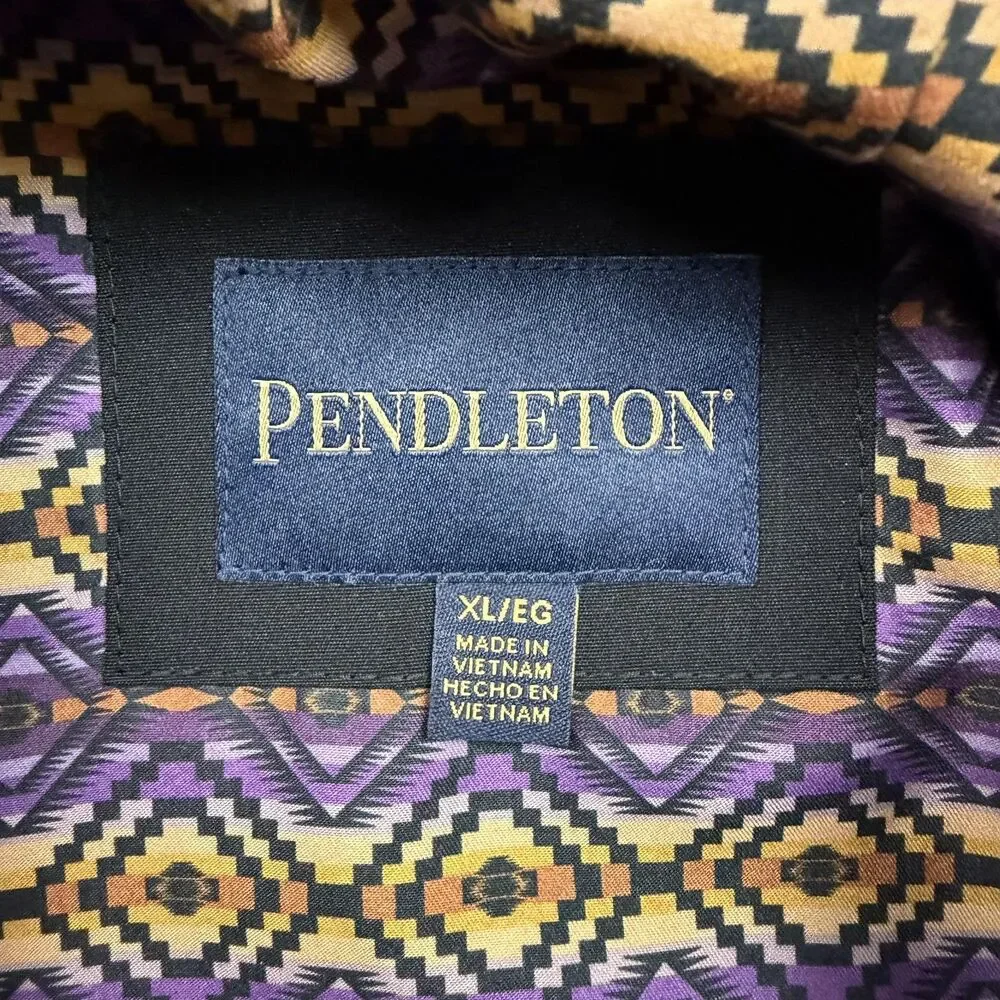 Pendleton Coat Womens XL Black Hooded Parka Southwestern Lined Softshell